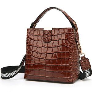 9766 Bucket Bag and Purse Shiny Patent Leather Hobo Bag and Zipper Shoulder